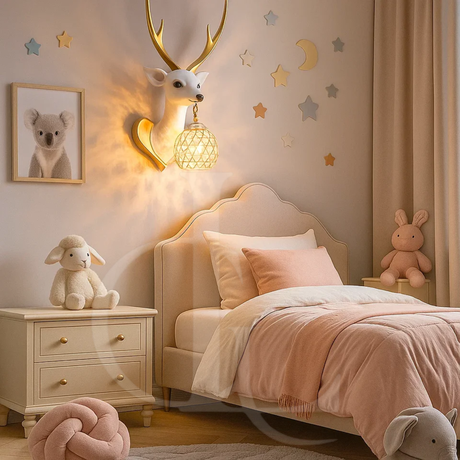 White Deer Head Resin Wall Light